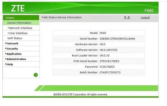 ZTE F660 V8.0 GPON ONU 3FE 1GE 1VOIP  WIFI 1USB ZTE F660 V8 SC/UPC SC/APC