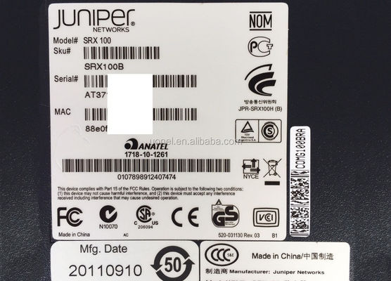 Juniper SRX100B,SRX services gateway 100 with 8xFE ports and base memory (On-board 1GB RAM w/ 512MB Accessible, 1GB FLASH)