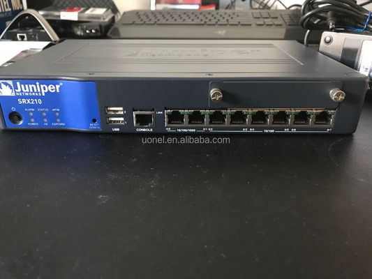 Juniper SRX210BE,SRX services gateway 210 "Enhanced" with faster CPU, 2xGE + 6xFE ports, 1xmini-PIM slot, and base memory